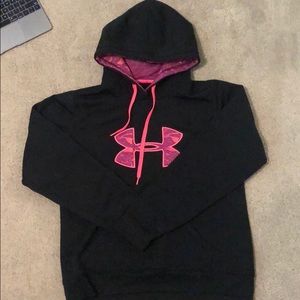 black/pink under armour hoodie
